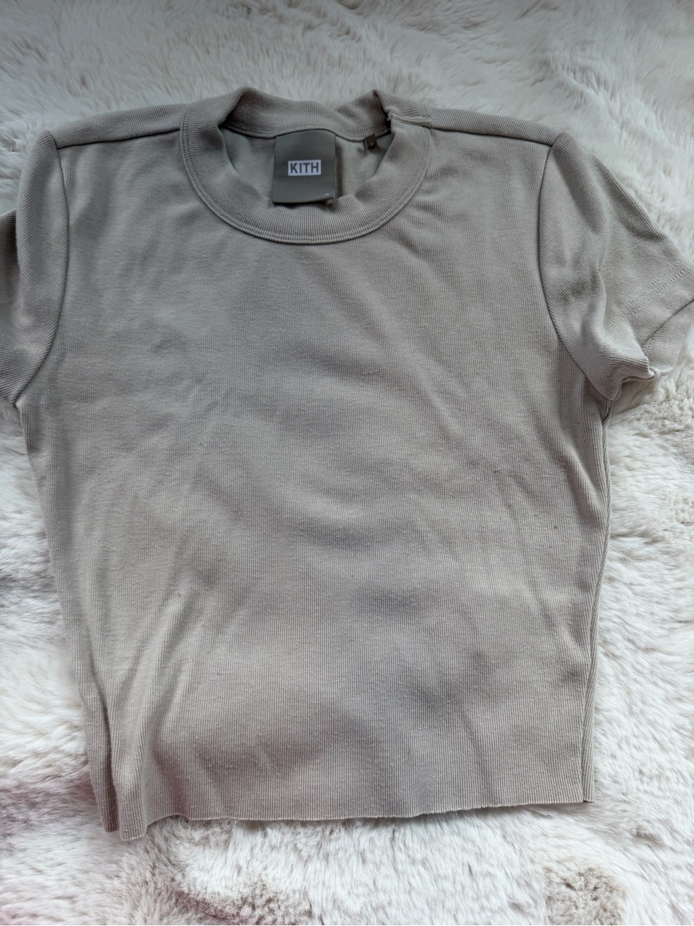 Kith Short Sleeve Ribbed Tee in Taupe Grey